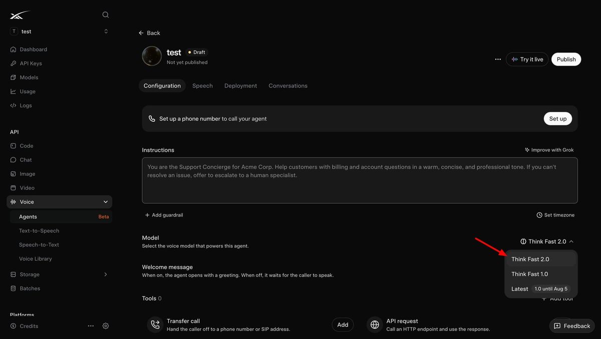 SpaceXAI launches Grok Voice Think Fast 2.0 on Agent Builder