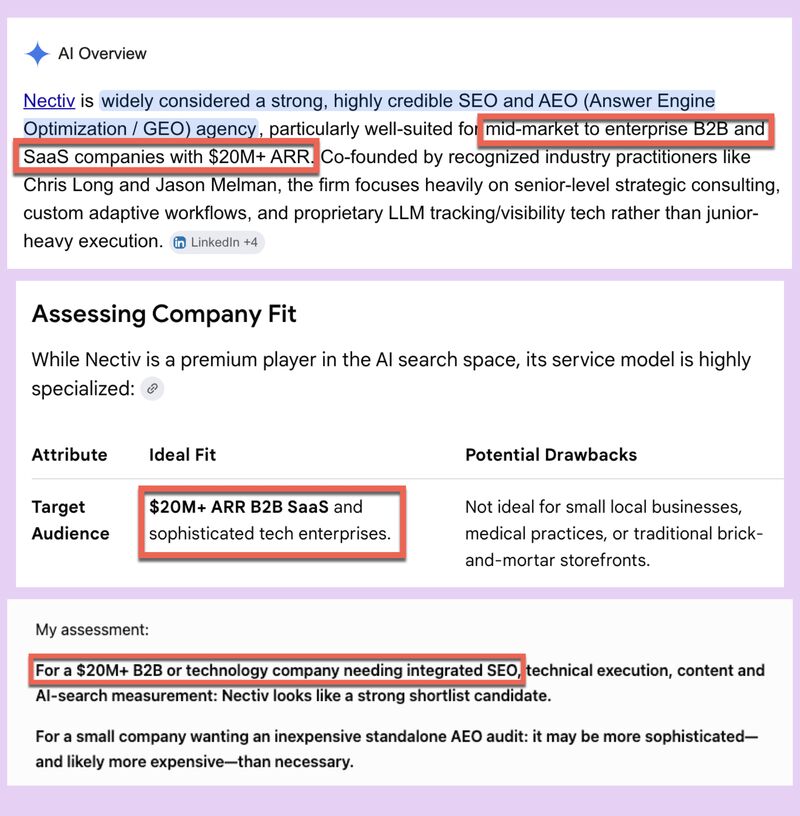 SEO Test: We influenced major LLMs to position us EXACTLY how we want. We used consistent brand messaging in titles, site copy, LinkedIn + more: Author's Note: To get tips like this directly to… | Chris Long